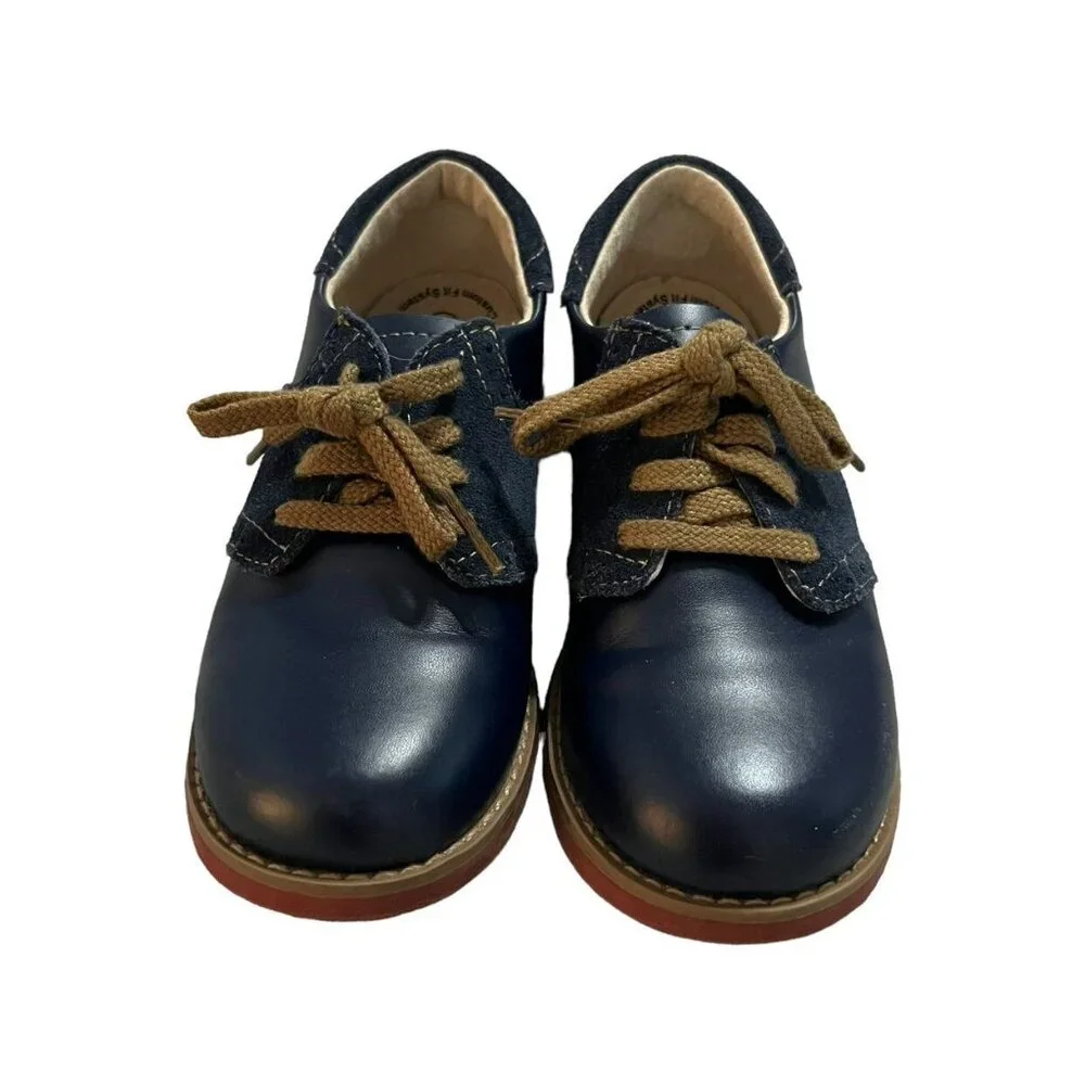 Footmates Sz 12.5 Navy Blue Leather Saddle Oxford Shoes